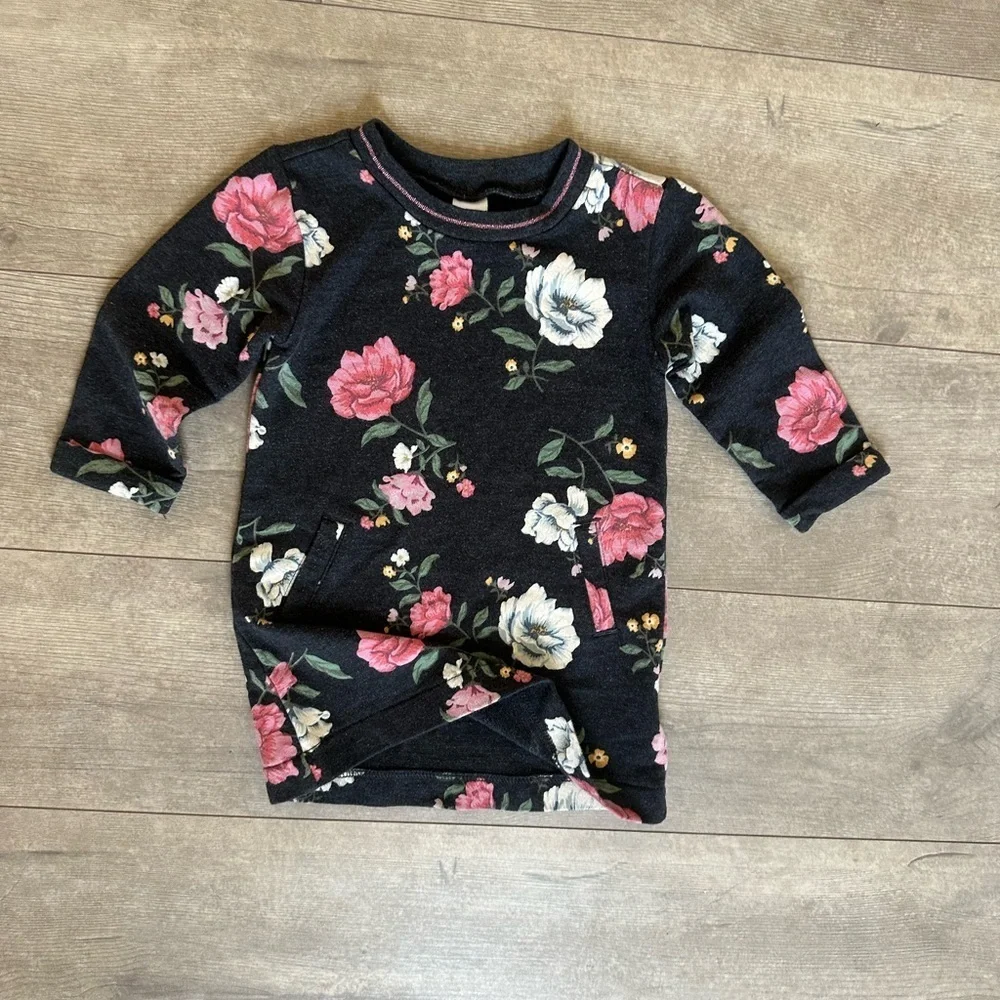 Old Navy Floral Light Sweater Long Sleeve Dress Baby Girl 6-12 Months VGUC